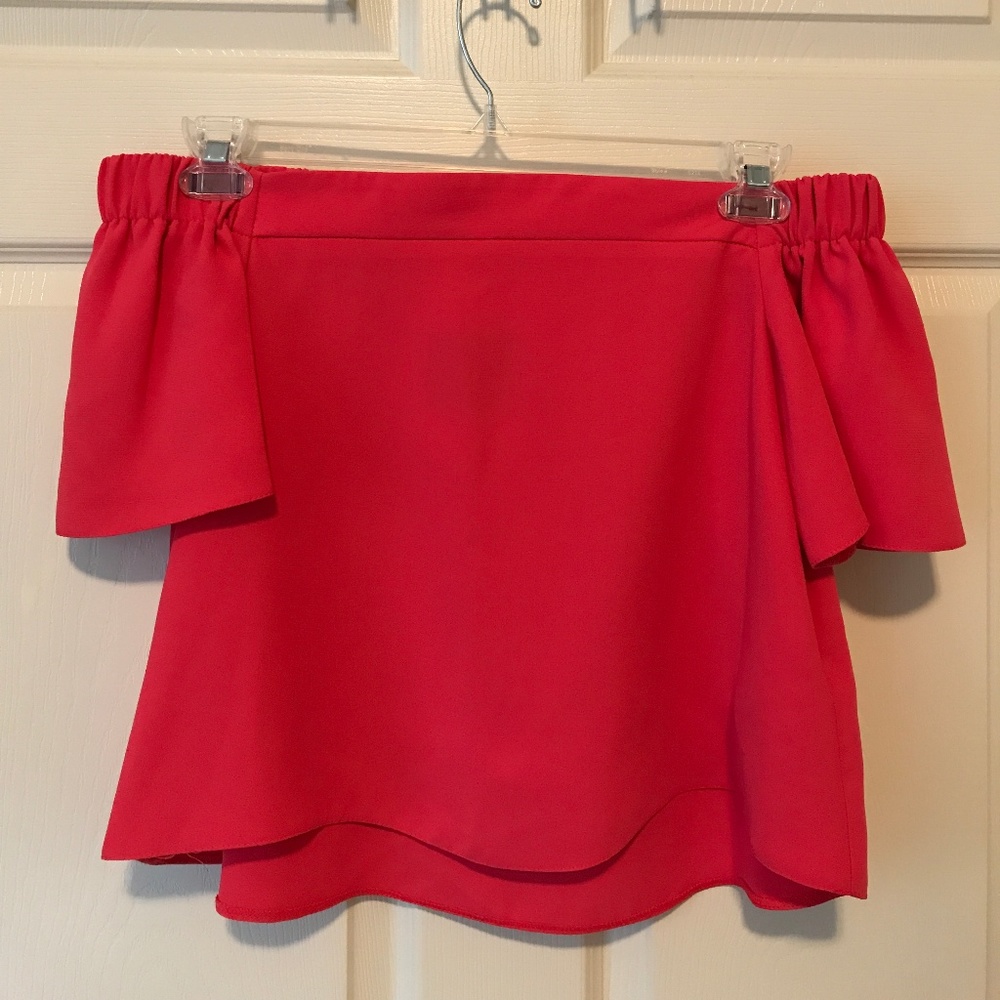 Topshop - Coral Bardot Off Shoulder Top, NWT
